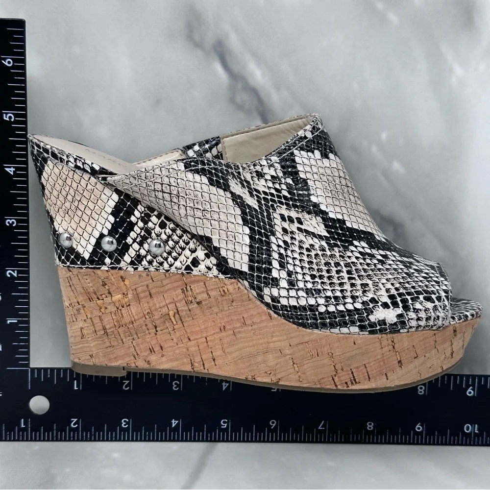Marc Fisher Snakeskin Print Platform Wedge Mules 8